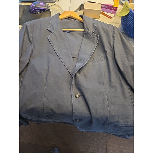 #58 LL Bean Field Blazer Mens 46R Navy 2-Button Cotton Utility Sport Coat 0KU59 - Picture 4 of 5